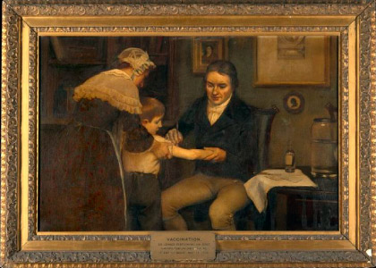 「種痘を行うジェンナー」（Wikimedia Commons、作者：Ernest Board、パブリックドメイン）:画像