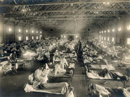 1918年当時の米国陸軍基地の病院の様子:画像